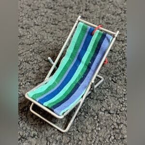 Blue Striped Nautical Beach Chair Christmas Ornament 3.5”